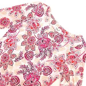 Eliza J Floral Border Print Dress Womens 8 Paisley Half Sleeve Boho Chic Preppy